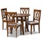 Baxton Studio Leon Grey Upholstered and Walnut Wood 5-Piece Dining Set 173-9882-10895 - alternate 1